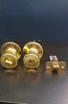 Faultless Polish Brass Door Knob With Lock And Key, Exterior Interior. Fixed Price $12.99.