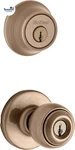 690P 5 Cp Single Cylinder Deadbolt Combo Pack With Polo Entry Knob Antique Br. Fixed Price $84.47.
