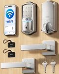 Veise VE027-L Wi-fi Smart Door Lock Lever Fingerprint Keypad Silver Satin. Fixed Price $80.00.