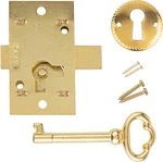 Small Brass Plated Flush Mount Cabinet Door Lock With Key - 1" Wide X 3/4" Hig. Fixed Price $15.07.