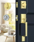 Satin Brass Front Door Handle Deadbolt Set, Lock With Crys.... Fixed Price $86.73.