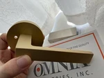 Omnia Prodigy Privacy Door Lever With Round Rosette And T-strike, Satin Brass. Fixed Price $49.99.