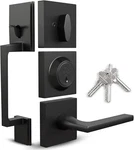 Mega Tobelle Entry Door Lever Handleset Modern Stainless Locks. Fixed Price $69.99.