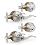 Gobrico Satin Nickel Keyed Alike Door Lever Set Deadbolt Combo Entry Handles. Fixed Price $93.95.