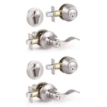 Knobonly 2 Sets Of Front Exterior Door With Pack, Satin Nickel. Fixed Price $75.04.