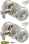2 Pack Keyed Entry Door Knob Set, All Same Exterior And Interior Stainless. Fixed Price $27.28.