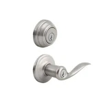 Kwikset Tustin Satin Nickel Exterior Entry Door Handle Single Cylinder. Fixed Price $44.99.
