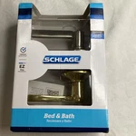 Schlage Bed & Bath Door Level Handle F40V FLA605 Gold Bright Brass 1 Side Silver. Fixed Price $21.99.