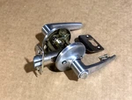Kwikset Door Knob, Lever Handle, Privacy/security Lock, Satin Chrome. Fixed Price $11.99.