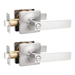 Gobekor 2 Pack Keyless Privacy Lever Door Handles Brushed Nickel Square. Fixed Price $52.28.