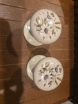 Vintage Gainsborough White Floral Design Porcelain Door Knob Set E4054. Fixed Price $50.00.
