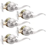 Gobekor 5 Pack Brushed Nickel Door Handle Interior Levers Privacy For Be.... Fixed Price $68.58.