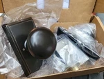 Emtek 8221PUS10B Providence Privacy Knob Set, Rectangular Rose Oil Rubbed Bronze. Fixed Price $109.00.