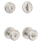 Door Lock Deadbolt Entry Handleset Satin Nickel Kwikset Maven Front. Fixed Price $59.99.