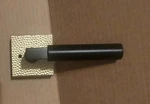Viaggio Quadrato Hammered Rosette Black Passage Door Lever W/satin Brass. Fixed Price $39.49.