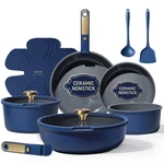 Carote 15 Pcs Ceramic Cookware Set, Non Stick Pots Pans With Detachable Hand. Fixed Price $114.99.