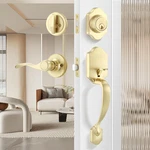 Gold Front Door Handle Deadbolt Set, Classic Lock All Key.... Fixed Price $91.95.