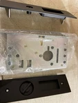 Emtek 2155US19 Flat Black Pocket Door Lock, Narrow Modern Privacy 7-1/4". Fixed Price $221.99.