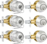 3 Pack Entry Door Lock And Single Cylinder Deadbolt Combo Set, Keyed Alike Satin. Fixed Price $62.74.