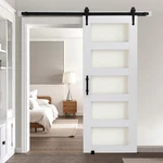 Vevor Sliding Barn Door With Hardware Kit 30 X 84 Inch Mdf Panel Frosted Glass. Fixed Price $197.99.