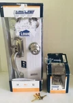 Schlage Camelot 619 Enterance Handleset Plus Single Cyl. Deadbolt Satin Nickel. Fixed Price $99.95.