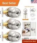 Brushed Nickel 3 Pack Keyed Alike Door Knobs - Stylish Security Solution. Fixed Price $50.99.