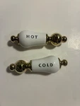Kingston CCPL2CSC & CCPL2CSH Porcelain/brass Lever Handles Cold Hot. Fixed Price $26.00.