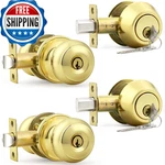 Probrico Keyed Entry Door Knobs Exterior Lockset And Double Cylinder Deadbolt. Fixed Price $84.22.