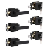 Brotima 3 Pack Square Passage Door Levers And Single Cylinder Deadbolts Combo.... Fixed Price $132.98.