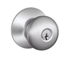 Schlage Plymouth Keyed Entry Panic Proof Door Knob Set F51A. Fixed Price $22.99.
