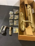 Signature Hardware 441380 Marconi Lh Satin Brass Keyed Door Handleset & Lever. Fixed Price $283.99.