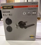 Defiant Door Handle & Single Cylinder Deadbolt Matt Black W/4 Keys New Box. Fixed Price $22.00.