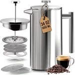 Utopia Kitchen 304 Grade Stainless Steel French Press Coffee 34 Ounce, Silver. Fixed Price $53.98.