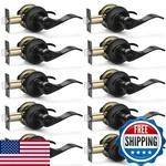 Hasmikit 10 Pack Matte Black Door Handles Privacy Levers, Heavy Duty Bed. Fixed Price $145.69.