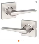 Kwikset Hollis Hall & Closet Lever Door Handle Satin Nickel Non Locking Square. Fixed Price $20.00.