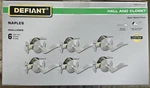 Defiant Passage Hall/closet Door Handles 6 Pack Naples Satin Nickel, New Sealed. Fixed Price $45.75.