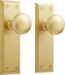 Signature Hardware 480934 Hubbard Solid Brass Dummy Door Knob Set, Satin. Fixed Price $65.00.