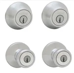 New, Kwikset Tylo Satin Chrome Key Entry Door Knob Single-cylinder Deadbolt Pack. Fixed Price $42.30.