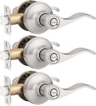 3PK Home Remodeling Satin Nickel Privacy Door Lever Handles Lock For Bed/bath. Fixed Price $48.00.