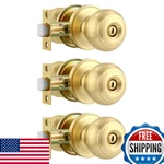 Karlstone 3 Pack Door Knobs,polished Brass Knob,bedroom Locks For. Fixed Price $69.00.