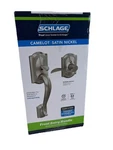Schlage Camelot Front Entry Door Handle Set W Accent Lever Satin Nickel. Fixed Price $79.95.