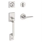 Kwikset Amador Satin Nickel Entry Door Handleset With Round Rose Hollis Lever. Fixed Price $64.89.