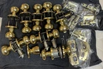 Kwikset Polished Brass Interior Door Handle - Lot (8 Full Sets + Spare). Fixed Price $87.95.