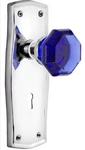 Nostalgic Warehouse, Bright Chrome Prairie Plate, Dummy Waldorf Cobalt Doorknob. Fixed Price $75.00.