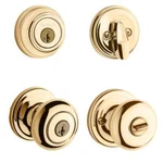 Kwikset Juno Entry Door Knob & Deadbolt Combo Polished Brass Smartkey Security. Fixed Price $34.99.