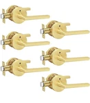 6 Pack Goldenwarm Brushed Privacy Brass Passage Door Handles Heavy Duty. Fixed Price $127.14.