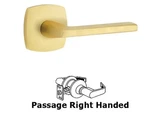 Emtek Helios Right Handed Passage Door Lever Set With Square Rose, Satin Brass. Fixed Price $100.00.