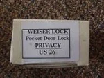 Weiser Sliding Door Lock Pocket Privacy Us 1031,26,B. Fixed Price $5.00.
