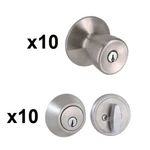 Contractor Set Of 10 Defiant Keyed Doorknob & Deadbolt Stainless Steel Open Box. Fixed Price $65.00.