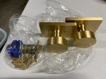 Emtek 5212ROUUS3NL Privacy, Rectangular Rosette, Round Knob Unlacquered Brass. Fixed Price $89.99.
